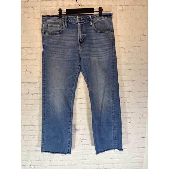 American Eagle Other - American Eagle Airflex Classic Bootcut Jeans Mens 34x30 Medium Wash Blue Raw Hem